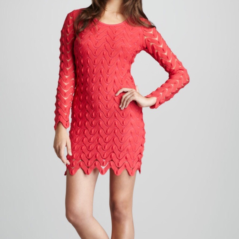 Free People Red Long Sleeve Dress Size L